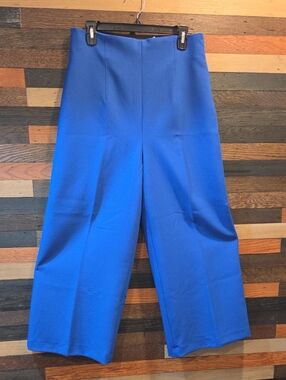 Zara Wide-Leg High-Waist Pants in Cobalt Blue